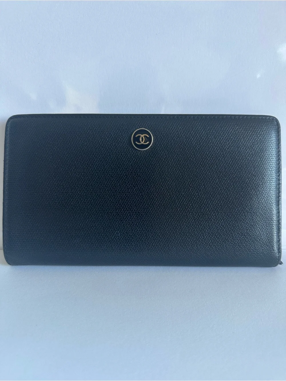 CHANEL Vintage 9-Series Black Caviar Leather CC Long Bifold Wallet